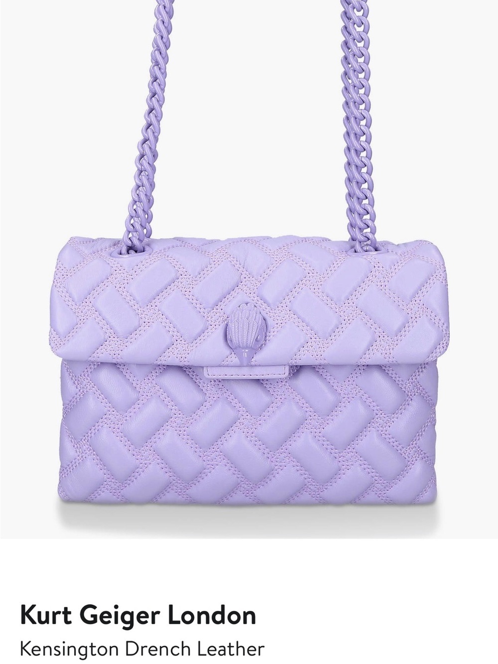 Kurt Geiger Lavender Quilted Drench Leather Shoulder Bag